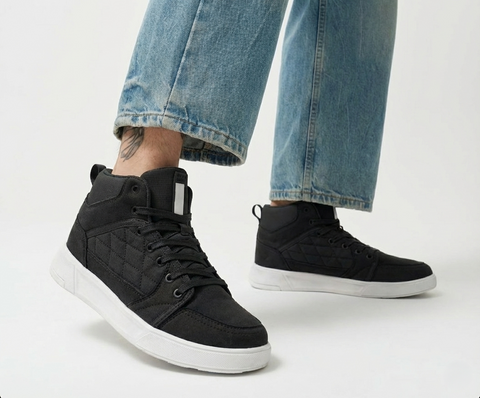 Men’s High-Top Casual Dress Sneakers – Black