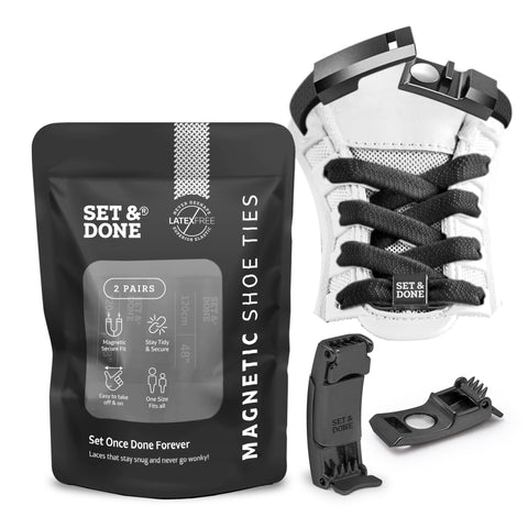No Tie Magnetic Shoelaces (Pack of 2) Black & more