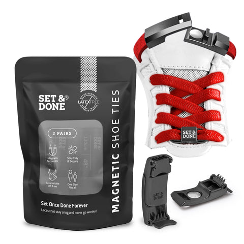 No Tie Magnetic Shoelaces (Pack of 2) Red Black & more