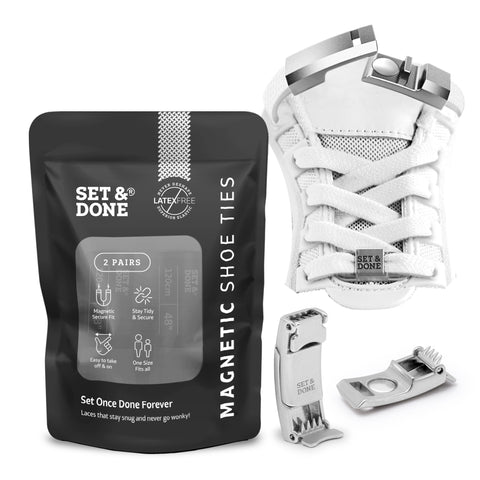 No Tie Magnetic Shoelaces (Pack of 2) White & more