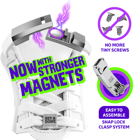 No Tie Magnetic Shoelaces (Pack of 2) White & more