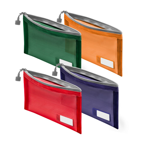 Citrus Twilight Mesh Makeup Bags - Zipper Pouches for Travel and Office (Pack of 4)