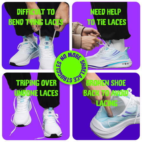 No Tie Magnetic Shoelaces (Pack of 2) White & more